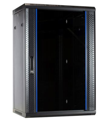 18U väggskåp med glasdörr 600x450x900mm (BxDxH)