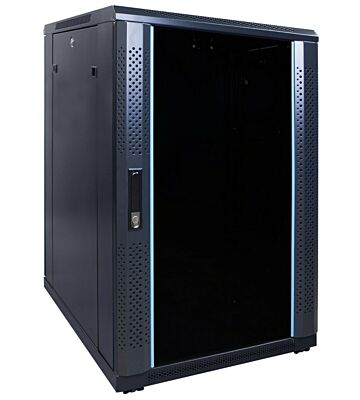 18U serverskåp med glasdörr 600x800x1000mm (BxDxH)