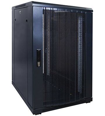 18U serverskåp med perforerad dörr 600x800x1000mm (BxDxH)