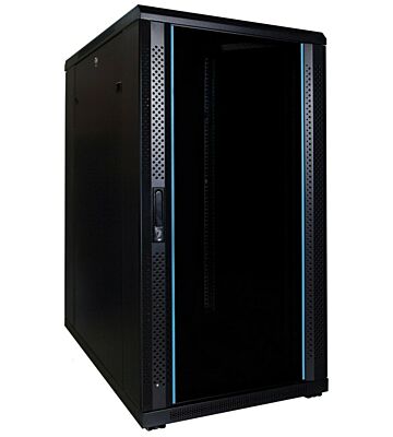 22U serverskåp med glasdörr 600x800x1200mm (BxDxH)