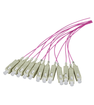 OM4 fiberoptisk pigtail lila LC - 12 stycken