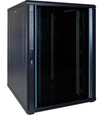22U serverskåp med glasdörr 800x1000x1200mm (BxDxH)