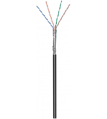 CAT6 SF/UTP 50m utomhuskabel på rulle, styv svart CCA