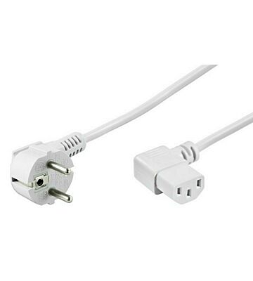 Strömkabel vinklad Schuko till C13 vinklad 5m vit