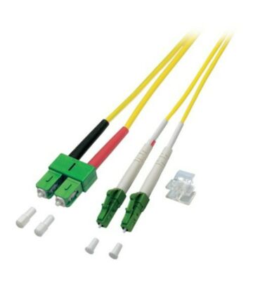 OS2 duplex fiberoptisk kabel LC/APC-SC/APC 10m