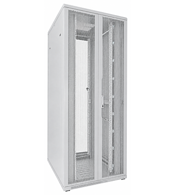 42U vit serverstomme med dubbla perforerade fram- och bakdörrar 800x1000x2000mm (BxDxH)