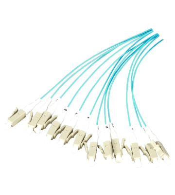 OM3 fiberoptisk pigtail turkos LC - 12 stycken