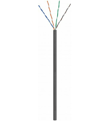 CAT6 U/UTP 50m utomhuskabel på en rulle flexibel svart CCA