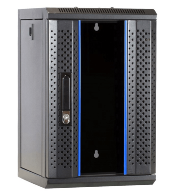 10 tum 9U serverskåp med glasdörr 312x310x486mm (BxDxH)