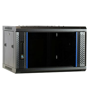 6U väggskåp med glasdörr 600x450x368mm (BxDxH)
