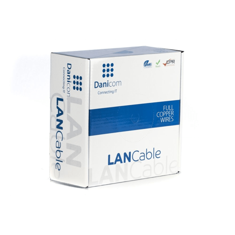 DANICOM CAT6A FTP 50m Utomhuskabel på rulle styv - PE (Fca)