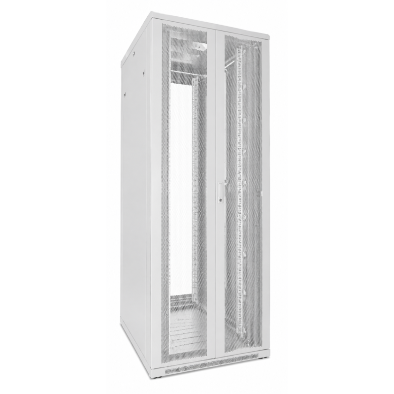 47U vit serverstomme med dubbla perforerade fram- och bakdörrar 800x800x2200mm (BxDxH)