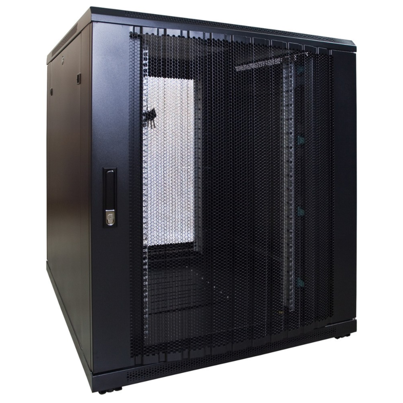 12U mini serverrack med perforerad dörr 800x1200x720mm (BxDxH)