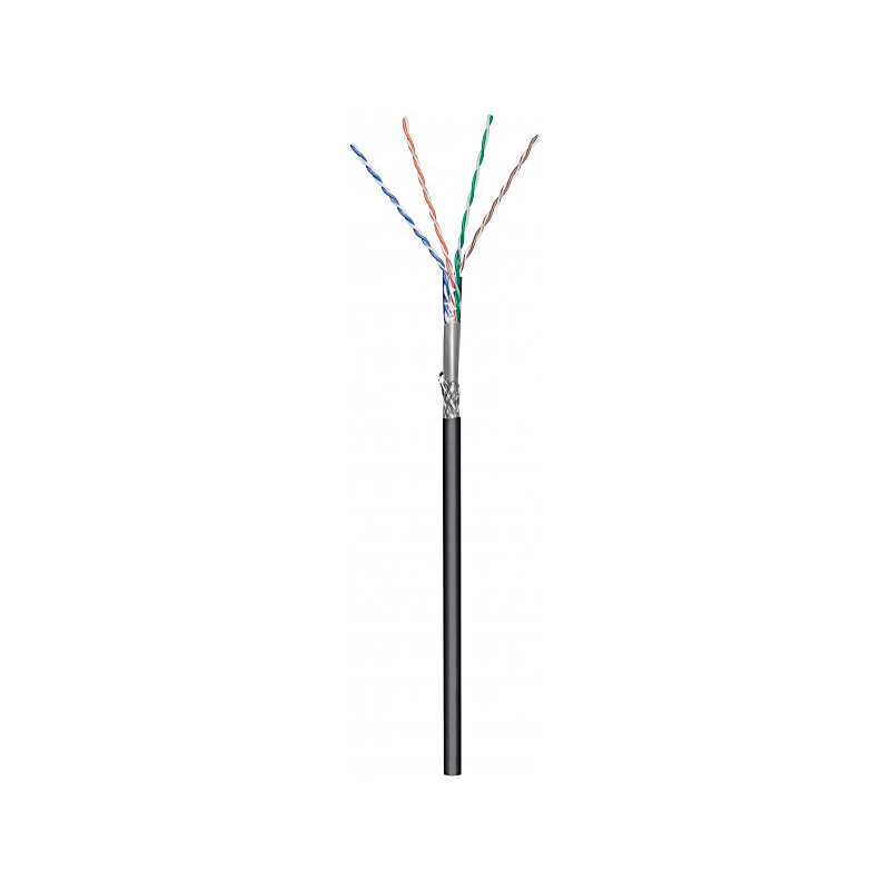 CAT6 S/FTP 50m utomhuskabel på en rulle flexibel svart CCA