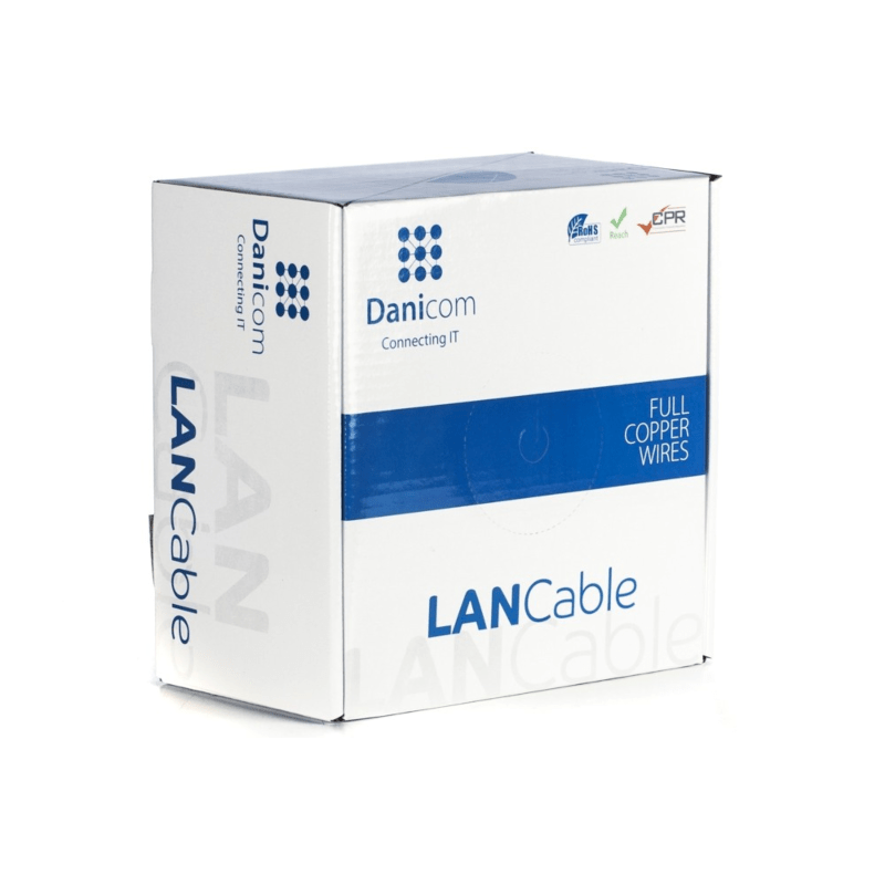 DANICOM CAT6A S/FTP 100m kabel på rullstyv - LSZH (Dca)