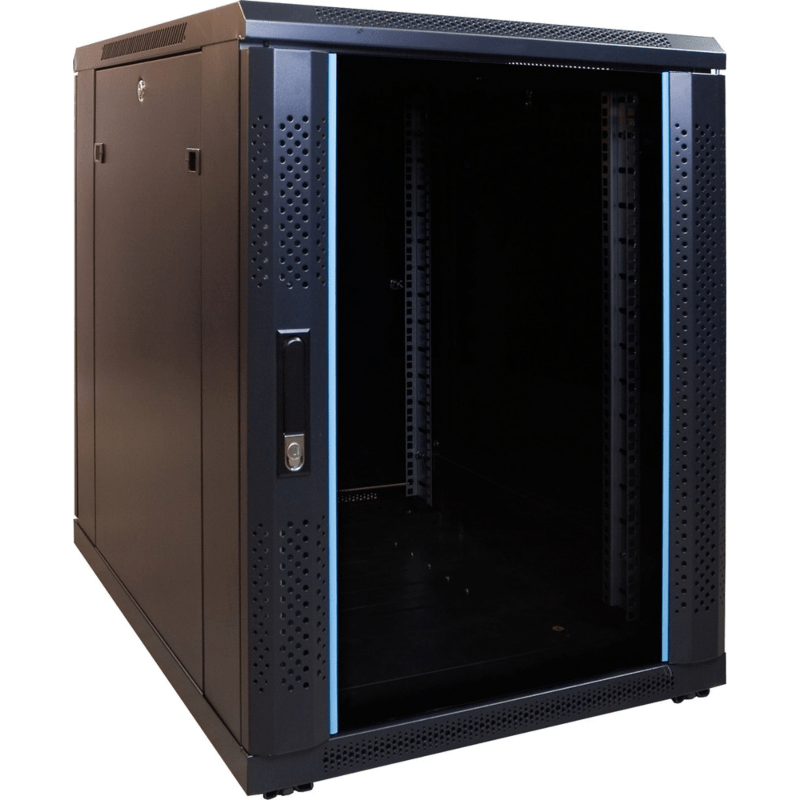 15U miniserverskåp med glasdörr 600x800x860mm (BxDxH)