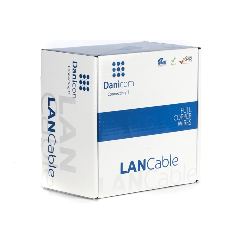DANICOM CAT6A S/FTP 100m kabel på rulle flexibel - PVC (Fca)