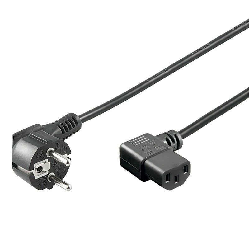 Strömkabel schuko till C13 vinklad 1,50m svart
