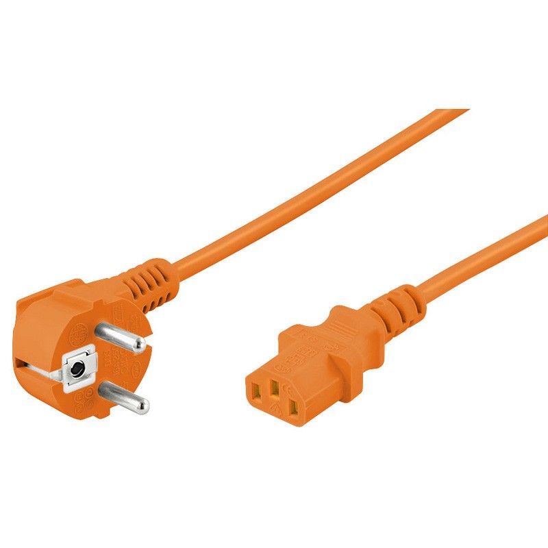 Schuko strömkabel vinklad till C13 2m orange