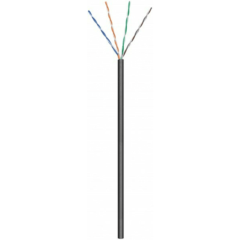 CAT6 U/UTP 50m utomhuskabel på en rulle styv svart CCA