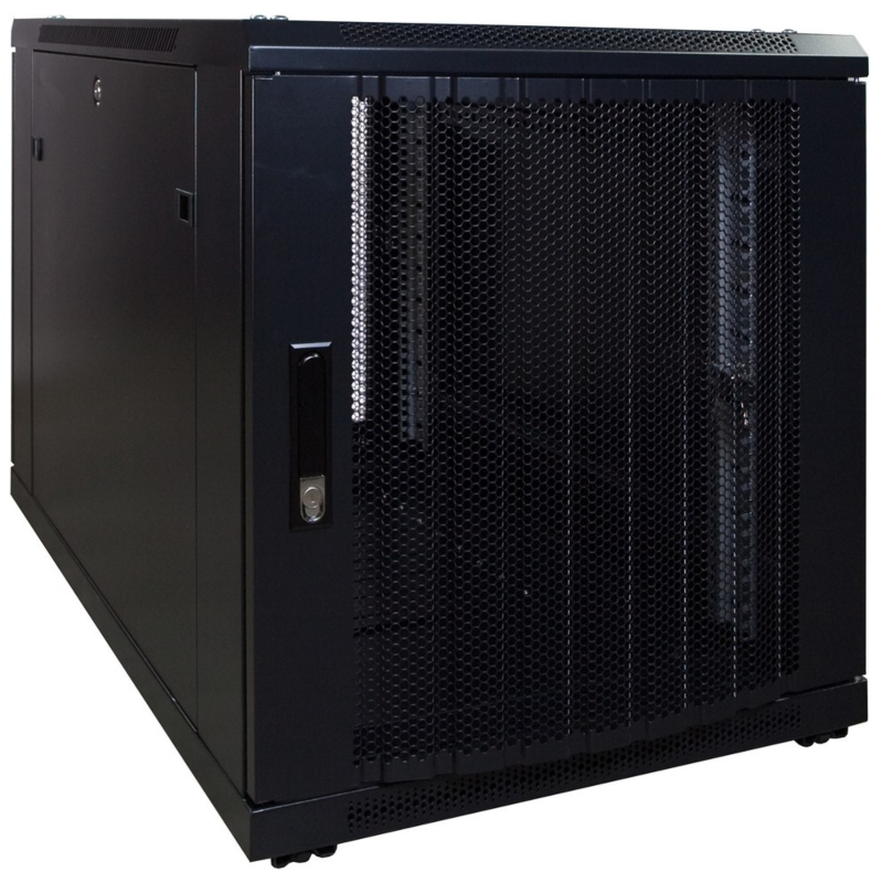 12U mini serverrack med perforerad dörr 600x1200x720mm (BxDxH)