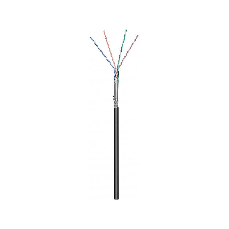 CAT6 SF/UTP 50m utomhuskabel på en rulle flexibel svart CCA