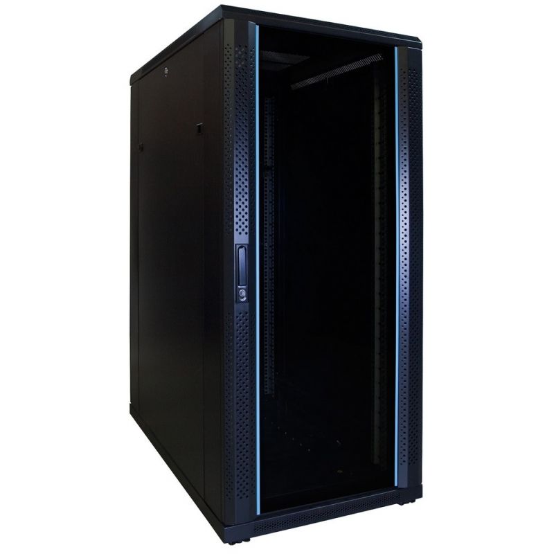 27U serverskåp med glasdörr 600x1000x1400mm (BxDxH)