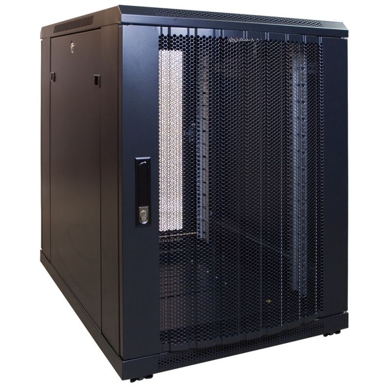 15U miniserverskåp med perforerad dörr 600x800x860mm (BxDxH)