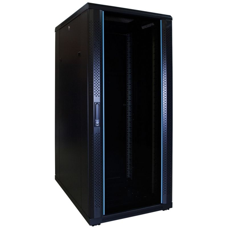 27U serverskåp med glasdörr 600x800x1400mm (BxDxH)