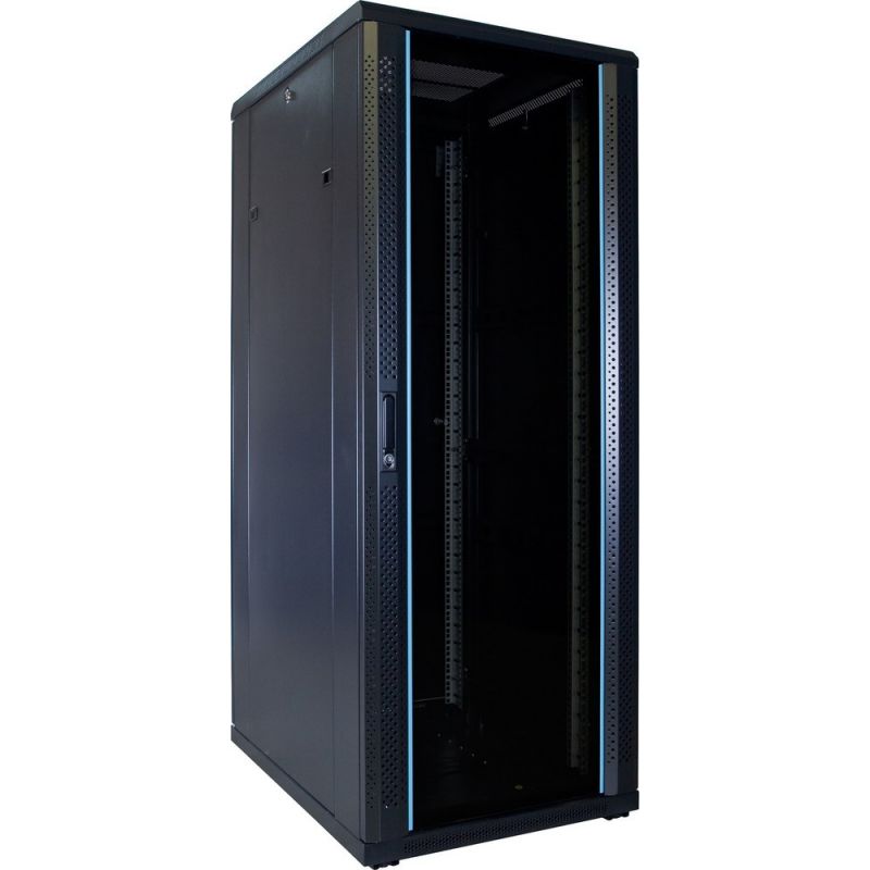 32U serverskåp med glasdörr 600x800x1600mm (BxDxH)