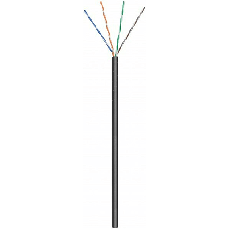 CAT6 U/UTP 50m utomhuskabel på en rulle flexibel svart CCA