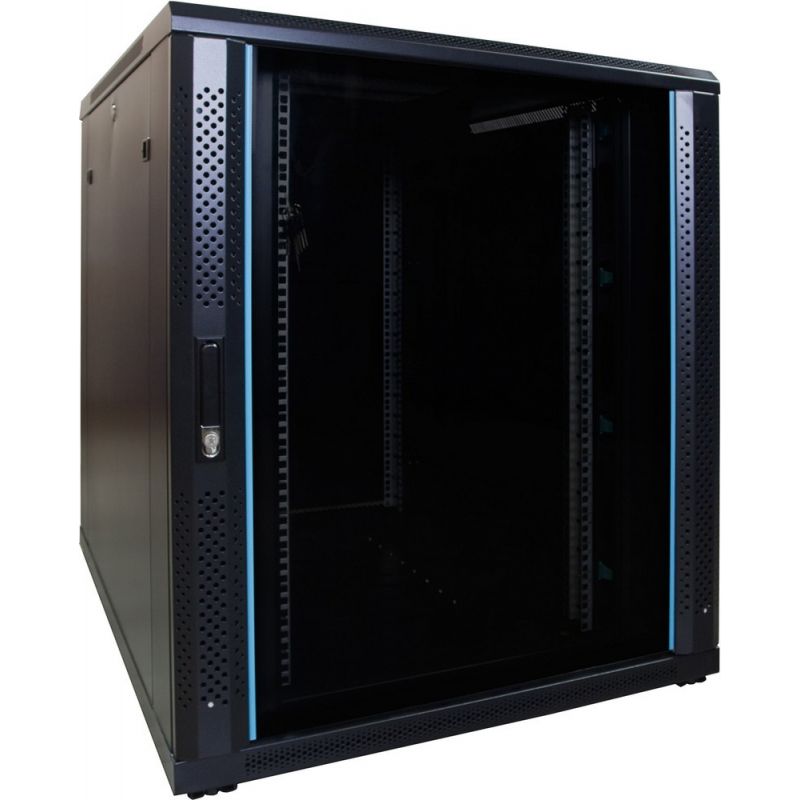 18U serverskåp med glasdörr 800x1000x1000mm (BxDxH)