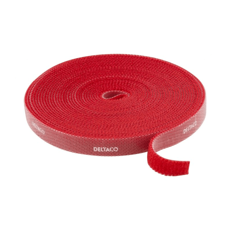 Kardborreband 5 meter - 9 mm bred - röd