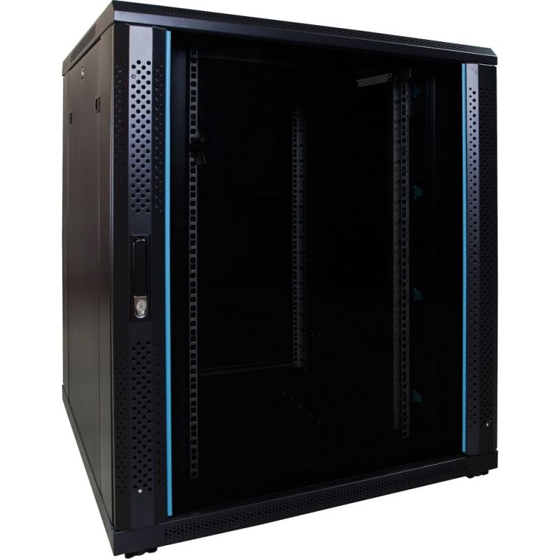 18U serverskåp med glasdörr 800x800x1000mm (BxDxH)