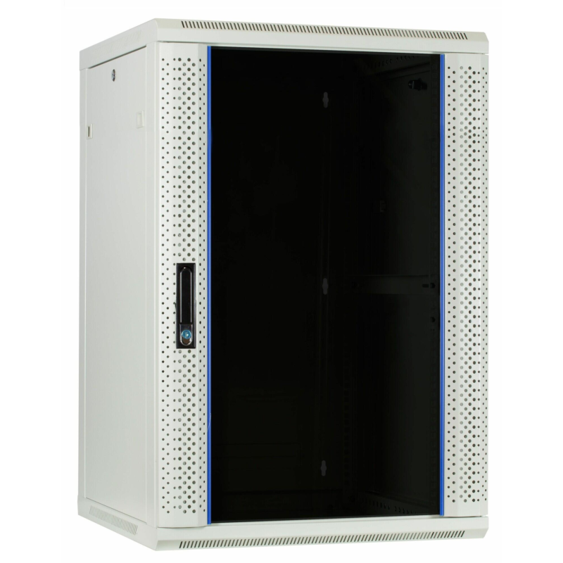 27U vitt väggskåp med glasdörr 600x600x1300mm (BxDxH)