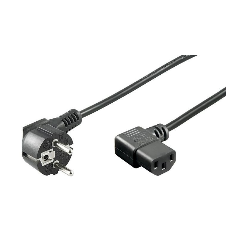 Strömkabel schuko till C13 vinklad 3m svart