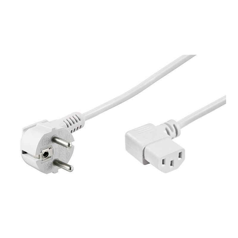 Strömkabel vinklad Schuko till C13 vinklad 5m vit