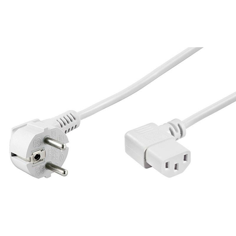 Strömkabel schuko till C13 vinklad 1,50m vit