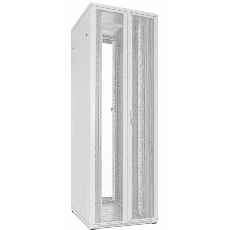 47U vit serverstomme med dubbla perforerade fram- och bakdörrar 800x1000x2200mm (BxDxH)