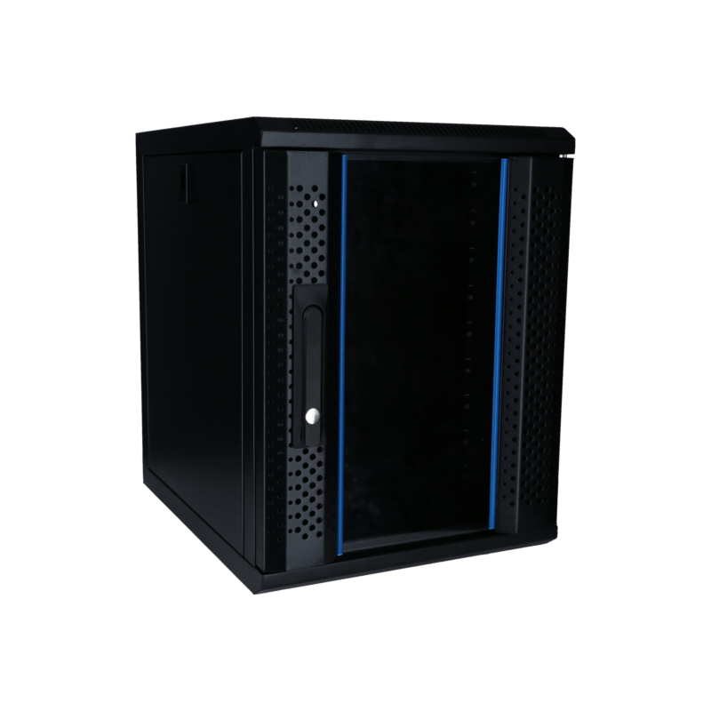 10 tum 9U serverskåp med glasdörr 370x450x486mm (BxDxH)
