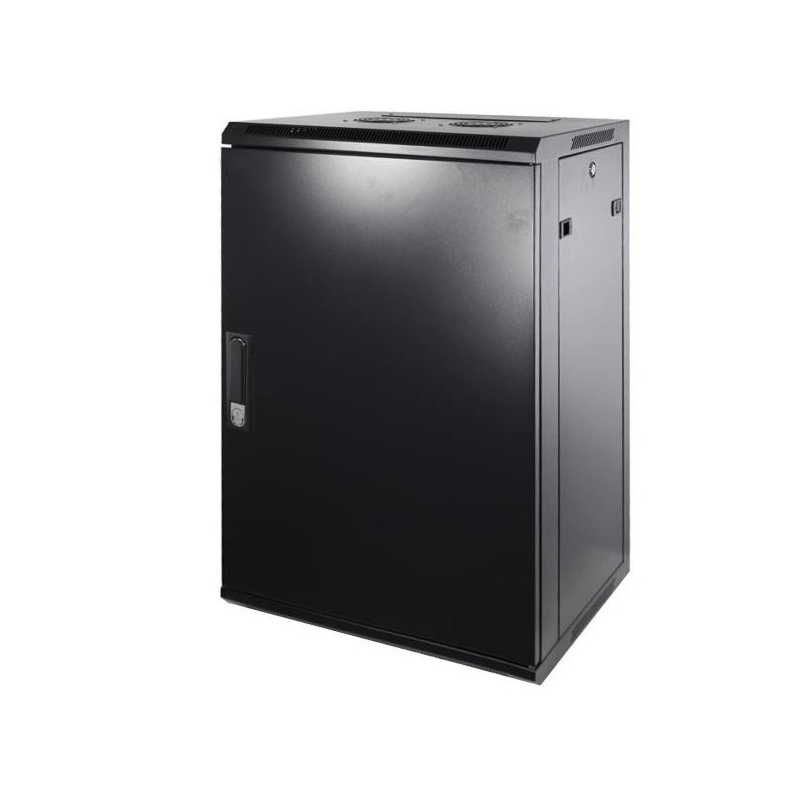 18U väggskåp med metalldörr 600x450x900mm (BxDxH)