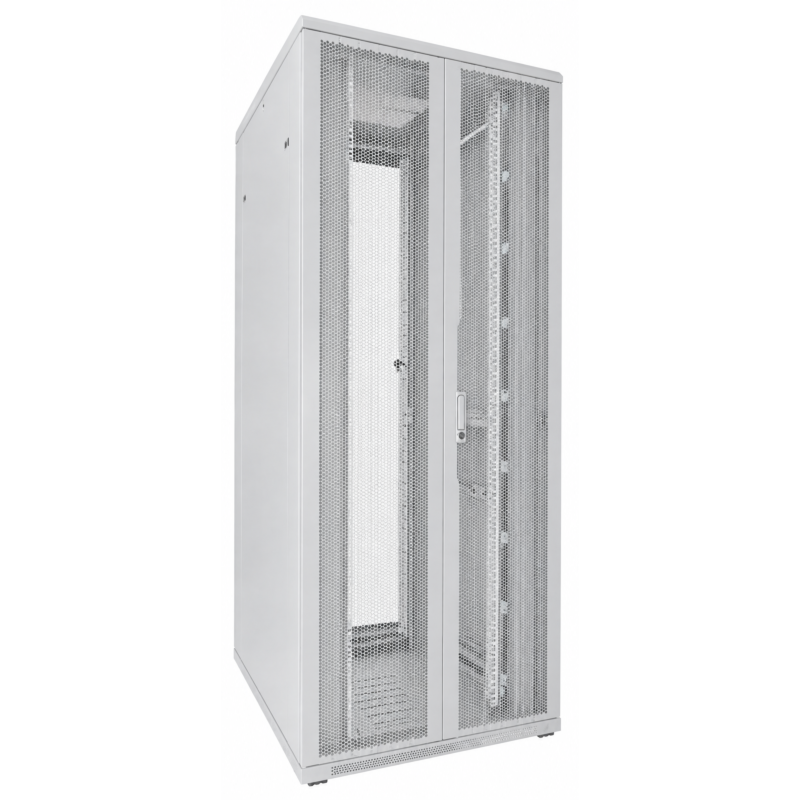 42U vit serverstomme med dubbla perforerade fram- och bakdörrar 800x1000x2000mm (BxDxH)