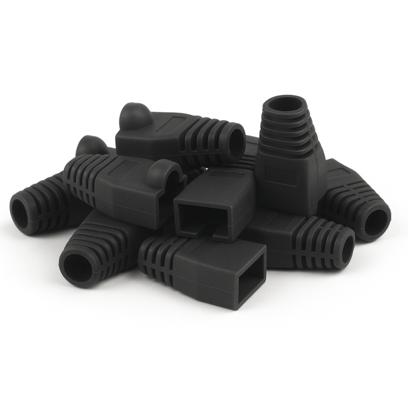 DANICOM RJ45 Kabelskydd Svart Stor - 10 stycken