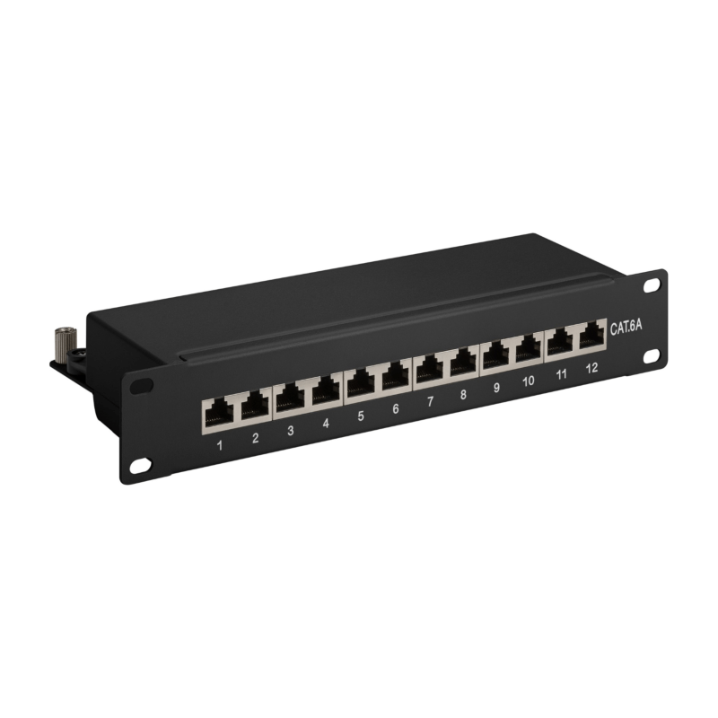 10 tum CAT6a STP patchpanel - 12 portar