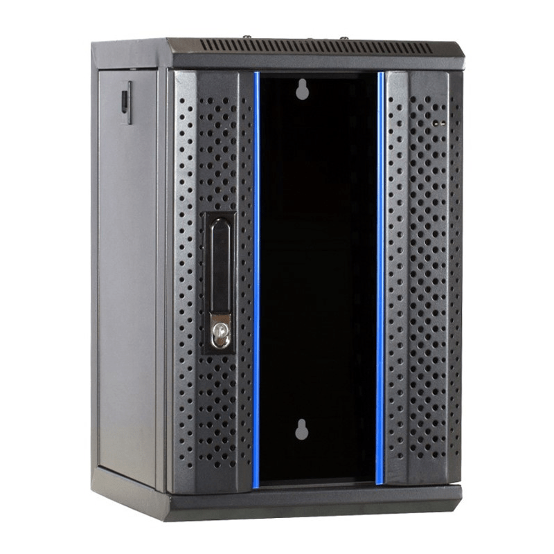 10 tum 9U serverskåp med glasdörr 312x310x486mm (BxDxH)