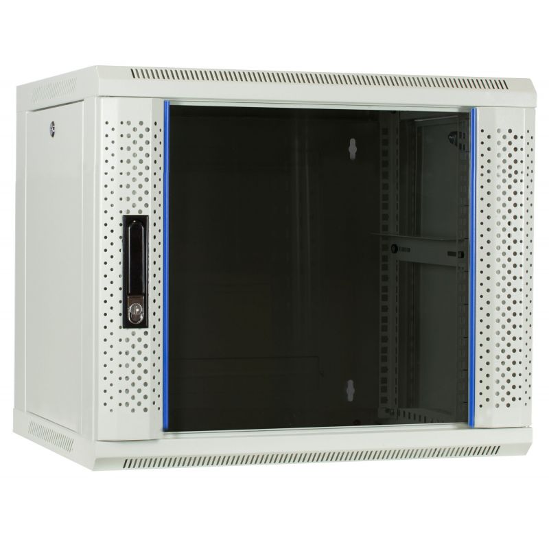 9U vitt väggskåp med glasdörr 600x450x500mm (BxDxH)